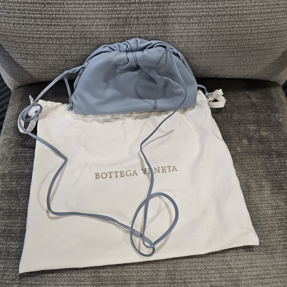 Bottega Veneta Drawstring Mini Pouch Ice Blue
